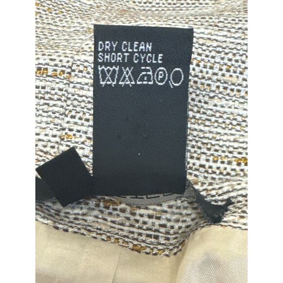 ETCETERA Beige Gold Sleeveless Tweed Sheath Dress Beaded Collar Belted Women's 2 - Picture 8 of 9